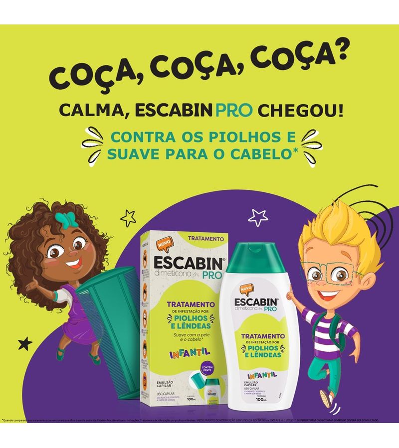 Emulsao-Capilar-Infantil-Dimeticona-4--Tratamento-de-Piolhos-e-Lendeas-Escabin-Pro-100ml-Contem-Pente
