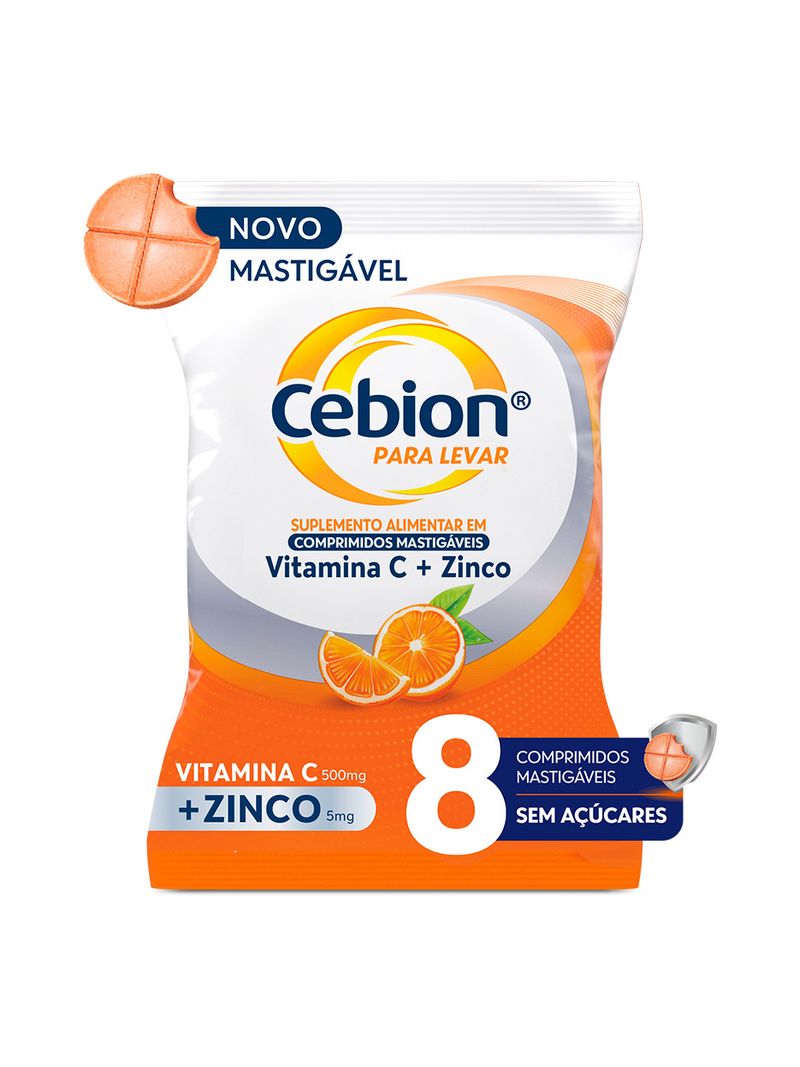 Suplemento-Alimentar-Vitamina-C---Zinco-Cebion-Para-Levar-8-Comprimidos-Mastigaveis