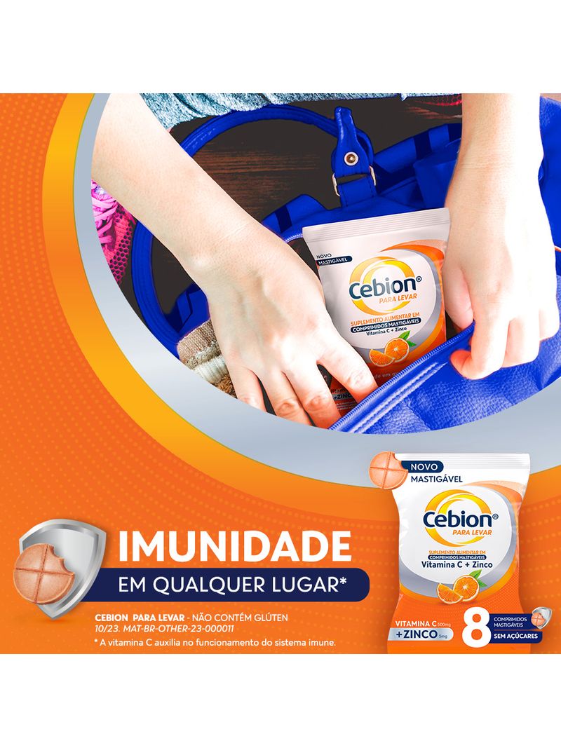 Suplemento-Alimentar-Vitamina-C---Zinco-Cebion-Para-Levar-8-Comprimidos-Mastigaveis