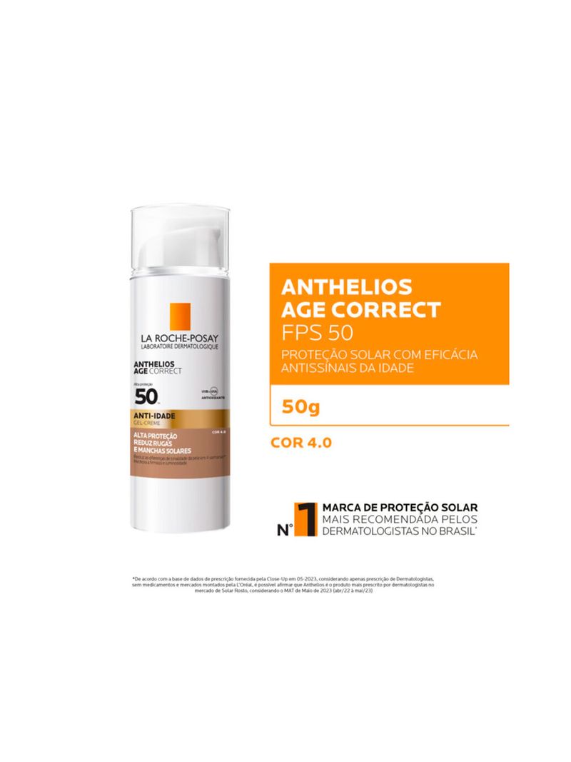 Protetor-Solar-Gel-Creme-Anti-idade-FPS-50-Cor-4.0-Anthelios-Age-Correct-La-Roche-Posay-50
