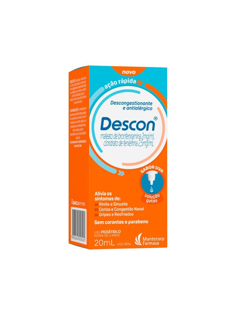 Descon-Maleato-De-Bronfeniramina-2mg-ml---Cloridrato-De-Fenilefrina--25mg-ml-Pediatrico-Com-20ml-So
