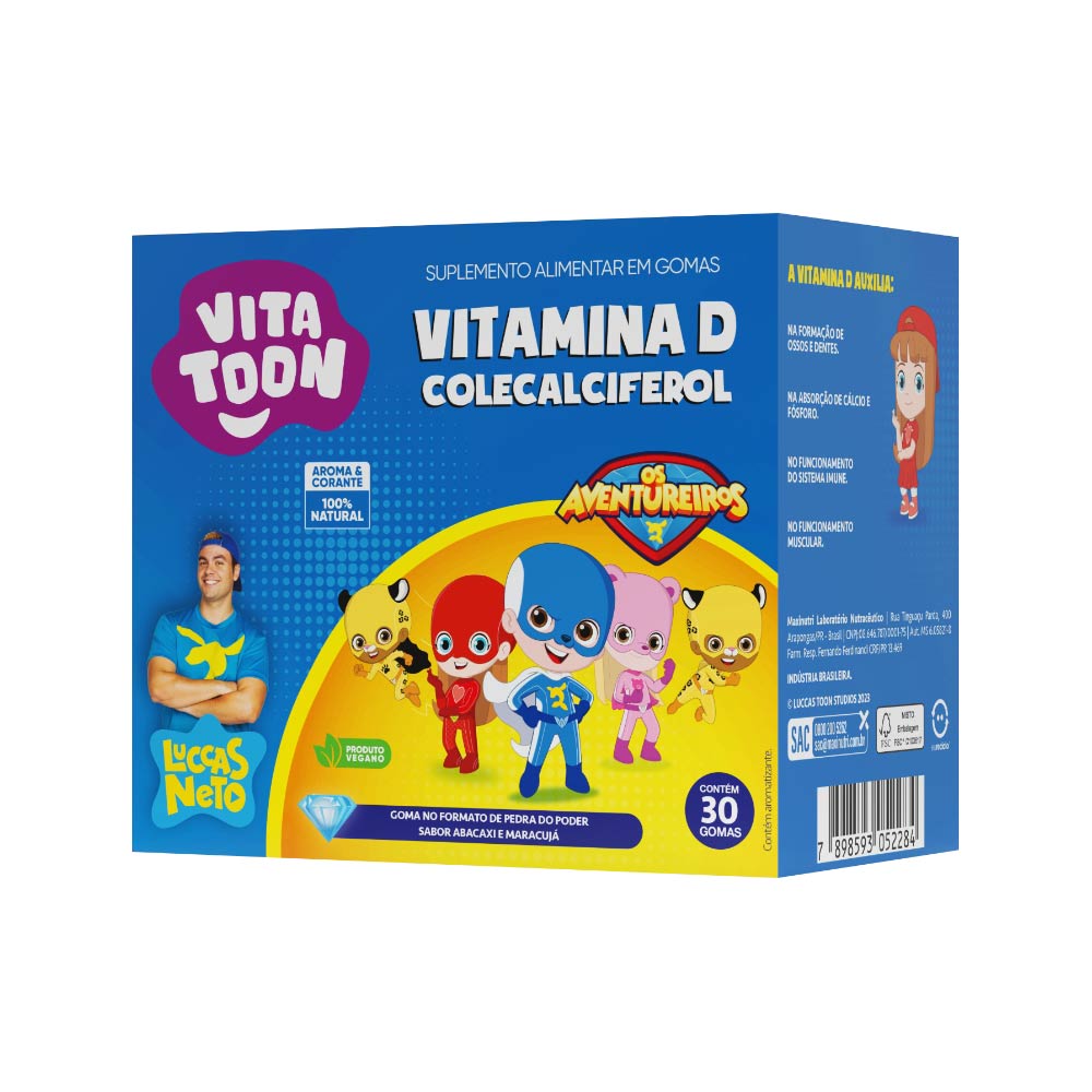 VITATOON VITAMINA D COLECALCIFEROL OS AVENTUREIROS COM 30 GOMAS ABACAXI ...