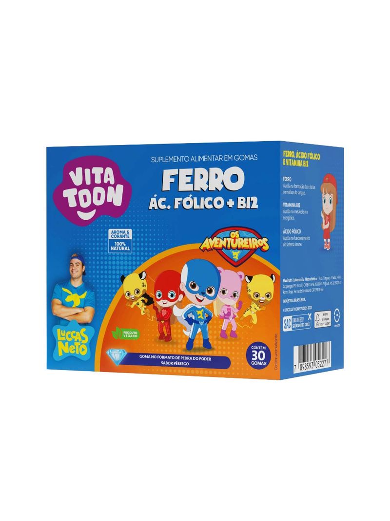 Vitatoon-Ferro---Acido-Folico---B12-Com-30-Gomas-Pessego