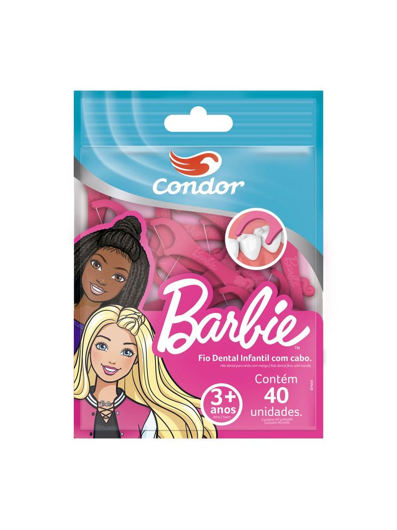 Fio-Dental-Infantil-Com-Cabo-Barbie-Condor-40-Unidades