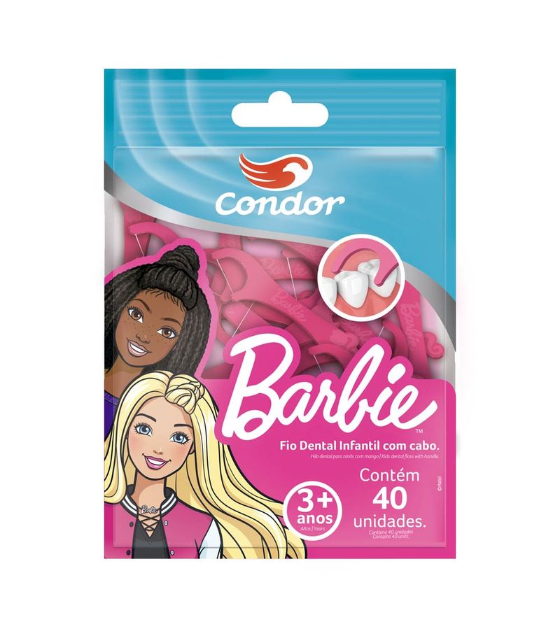 Fio-Dental-Infantil-Com-Cabo-Barbie-Condor-40-Unidades