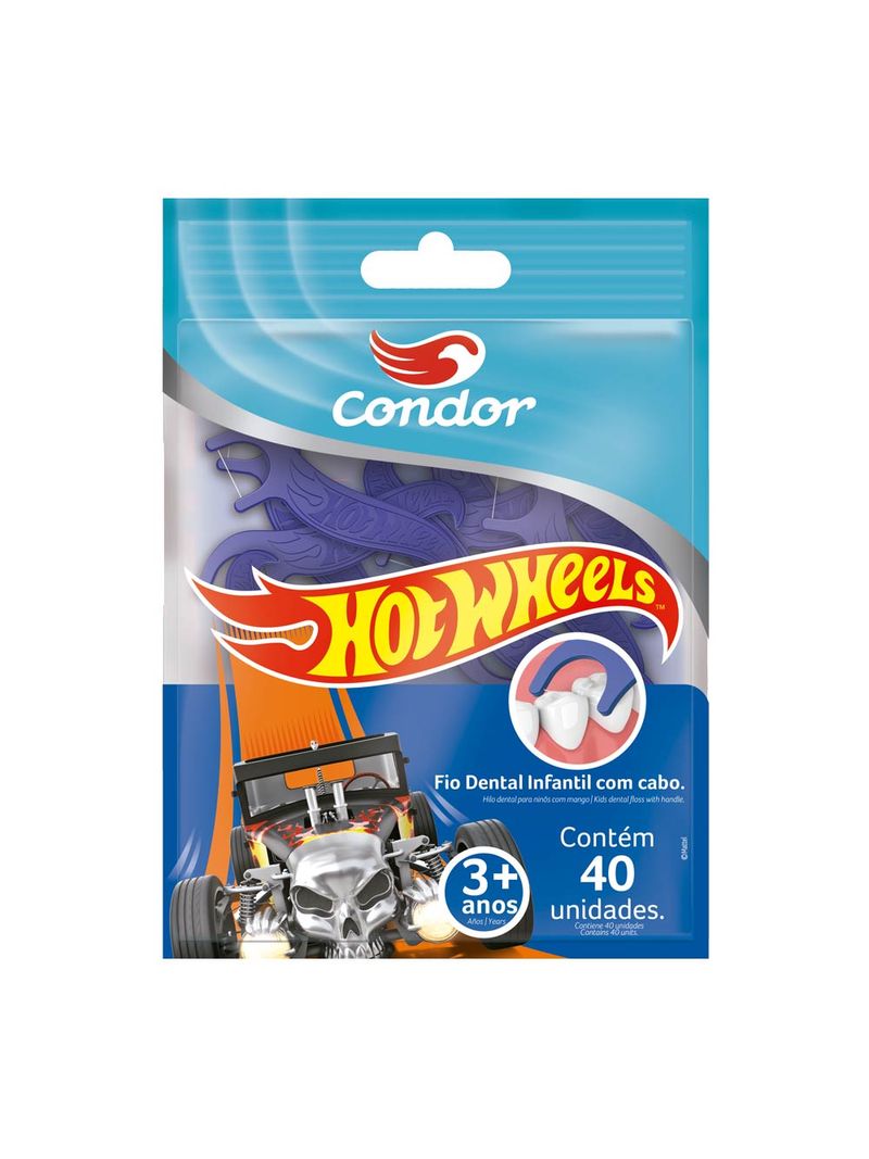 Fio-Dental-Infantil-Com-Cabo-Hot-Wheels-Condor-40-Unidades