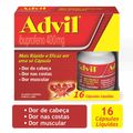 Advil Alivio Rapido Da Dor De Cabeca E Enxaqueca Com Ibuprofeno 400mg,  16 Capsulas
