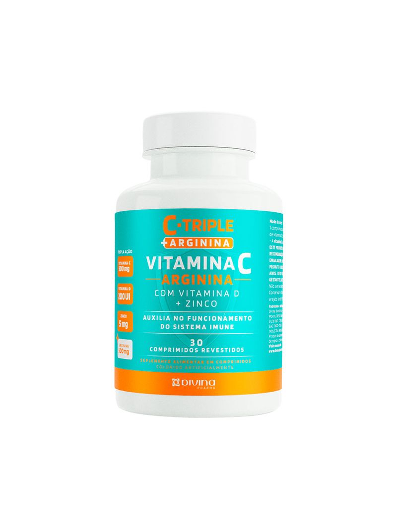 Vitamina-C-500mg---Arginina-500mg---Vitamina-D-200ui---Zinco-5mg-Com-30-Comprimidos-Revestidos-C-triple