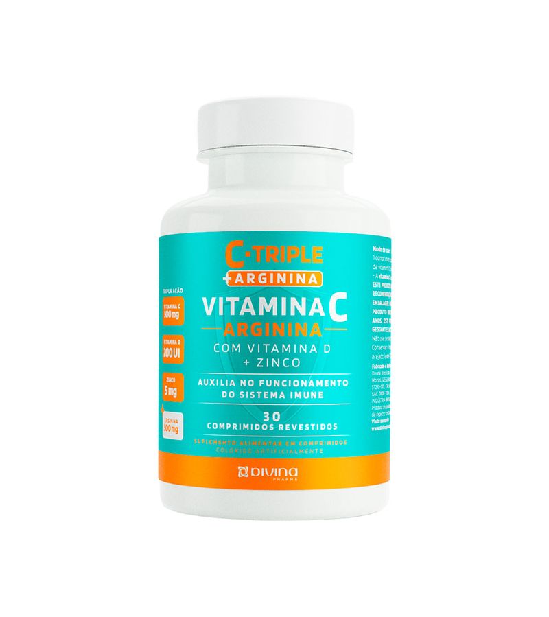 Vitamina-C-500mg---Arginina-500mg---Vitamina-D-200ui---Zinco-5mg-Com-30-Comprimidos-Revestidos-C-triple