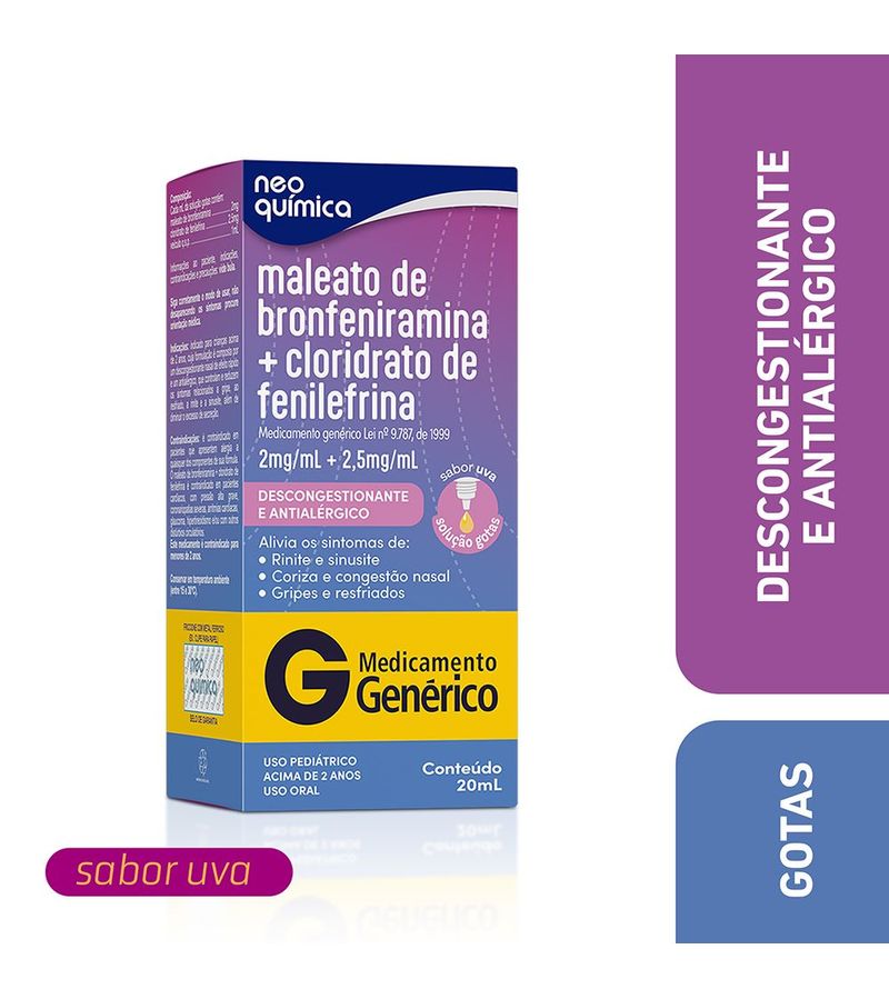 Maleato-De-Bronfeniramina-2mg-ml---Cloridrato-De-Fenilefrina-25mg-ml--20ml-Solucao-Gotas-Neo-Quimic