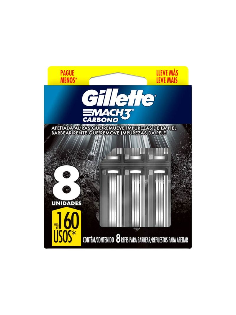 Carga-Para-Aparelho-De-Barbear-Gillette-Mach3-Carbono-Com-8-Unidades-Leve-Mais-Pague-Menos-Especial