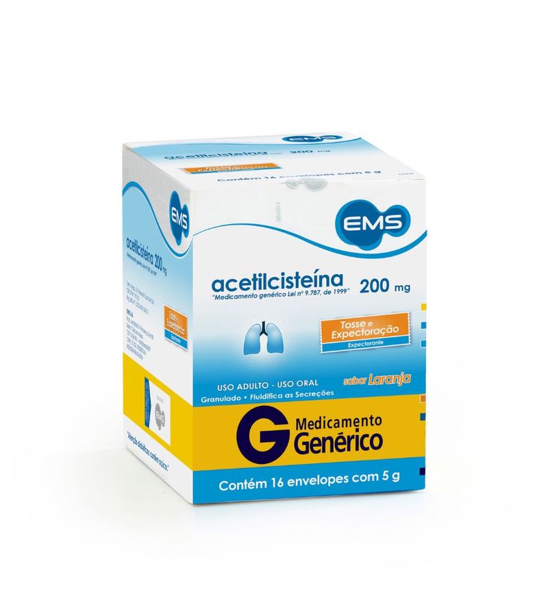 Acetilcisteina-Ems-200mg-Com-16-Envelopes-De-5g