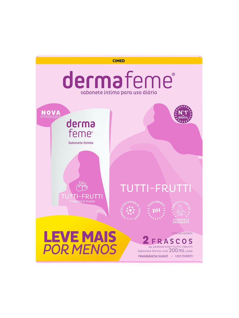 Kit-Sabonete-Liquido-Intimo-Dermafeme-Tutti-frutti-Com-2-Unidades-200ml--Cada-Especial