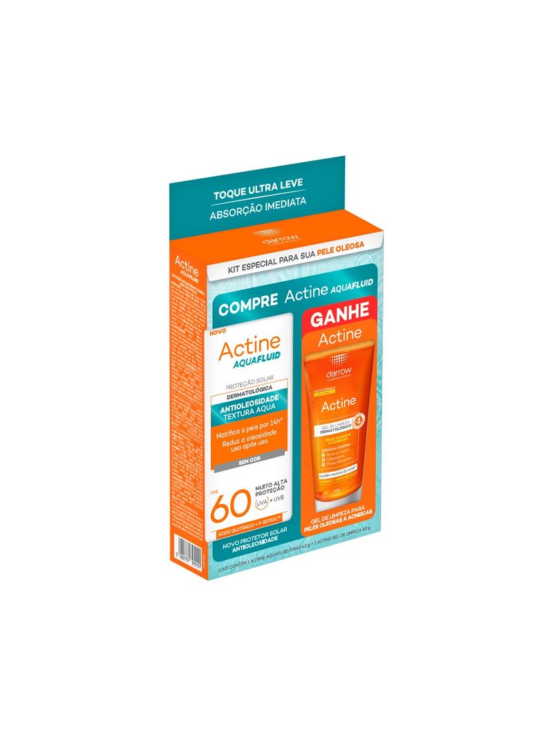 748948-Kit-Darrow-Actine-Protetor-Solar-Aquafluid-Fps60-40g---Gel-De-Limpeza--40g-Especial