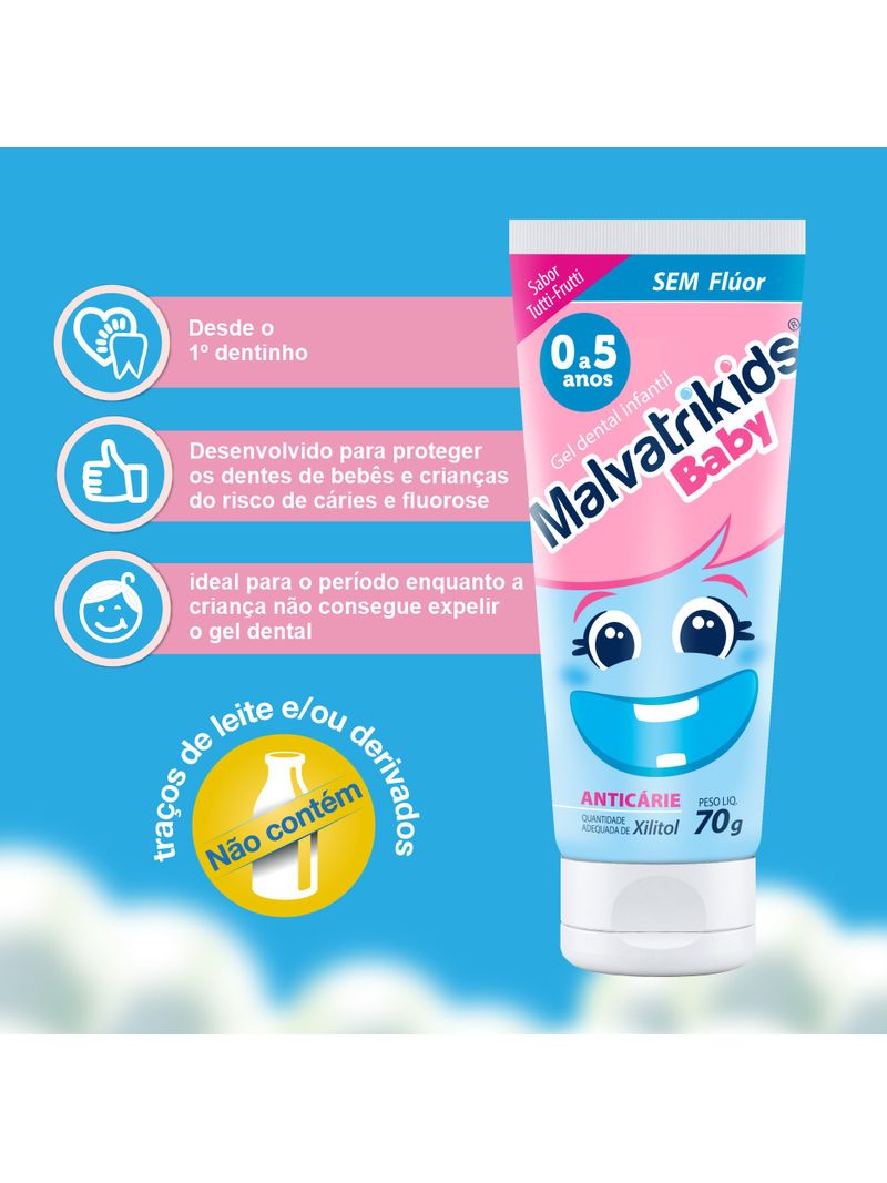 Gel-Dental-Infantil-Malvatrikids-Baby-Sabor-Tutti-Frutti-70g