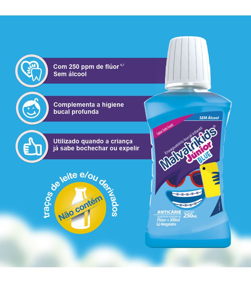 Enxaguante-Bucal-Infantil-Malvatrikids-Junior-Blue-Sabor-Tutti-Frutti-250ml-Beneficios