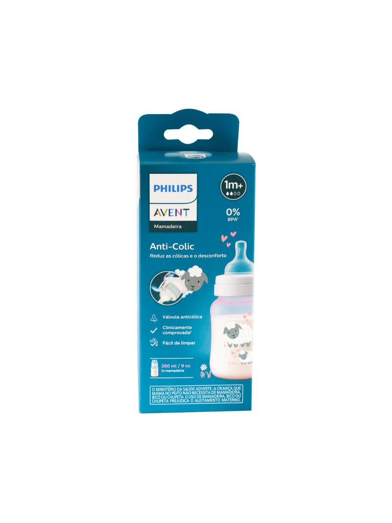 1-748300-8720689013727-Mamadeira-Avent-Anti-colic-260ml-Ovelha-Rosa-1m-