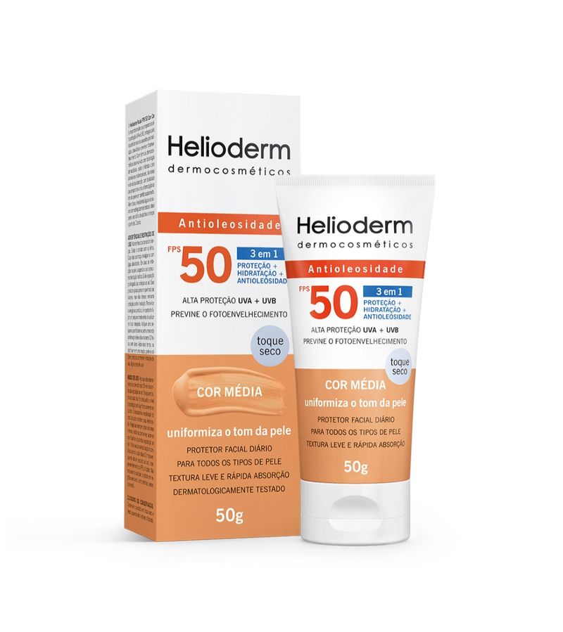 Protetor-Solar-Helioderm-3-Em-1-Antioleosidade-Com-Cor-Media-Fps50-50g