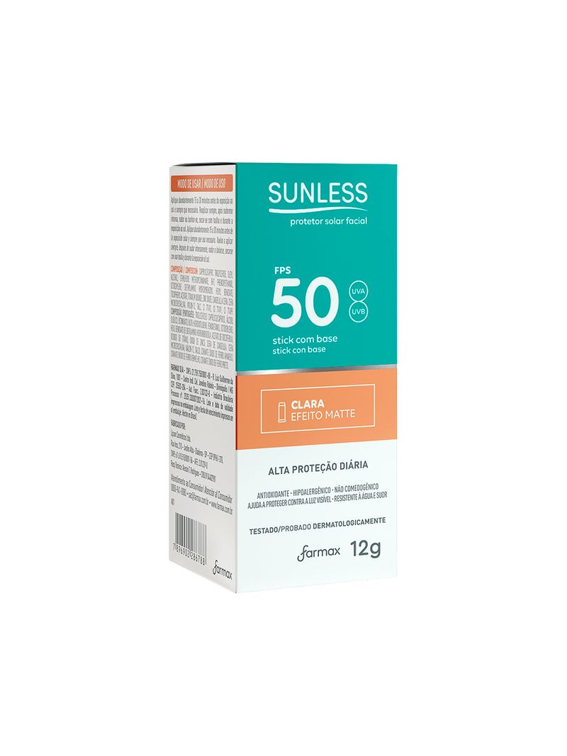 Protetor-Solar-Sunless-Stick-12gr-Fps50-Clara-Efeito-Matte