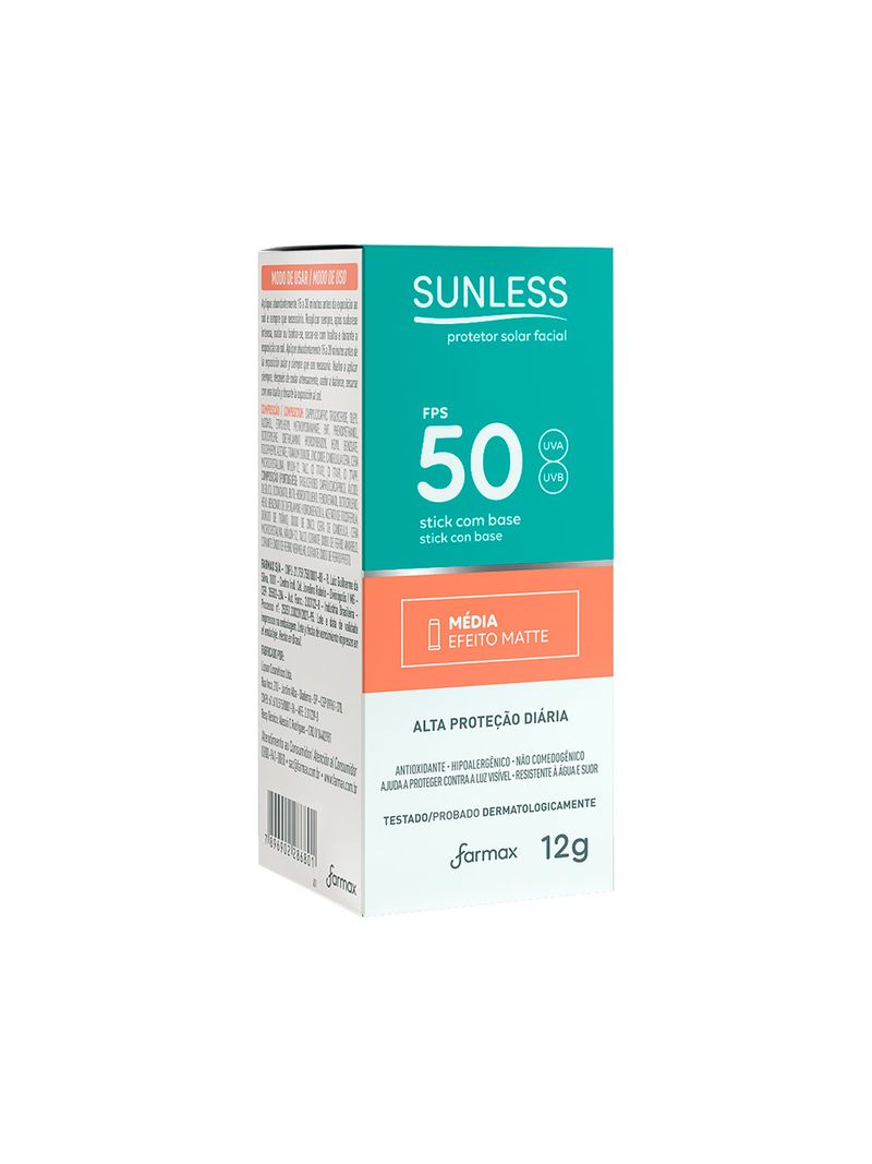 Protetor-Solar-Sunless-Stick-12gr-Fps50-Media-Efeito-Matte