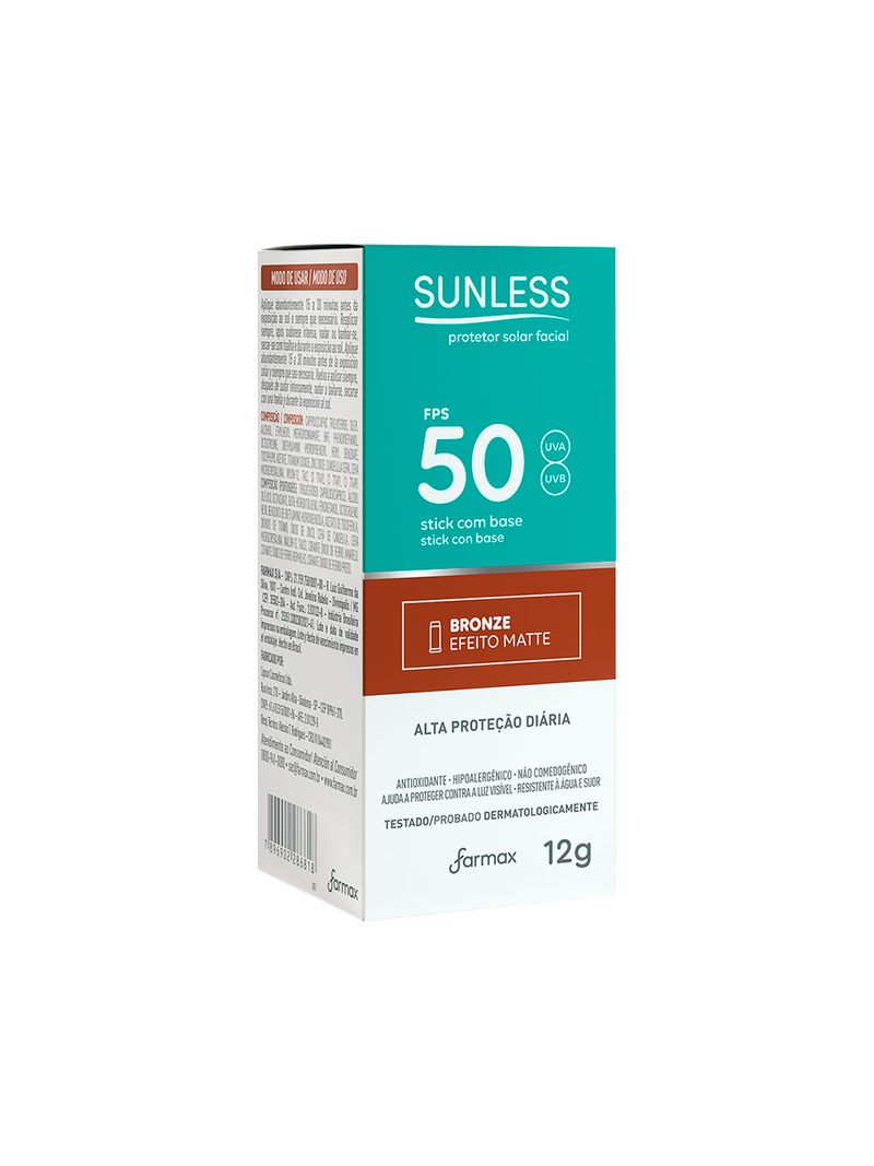 Protetor-Solar-Sunless-Stick-12gr-Fps50-Bronze-Efeito-Matte