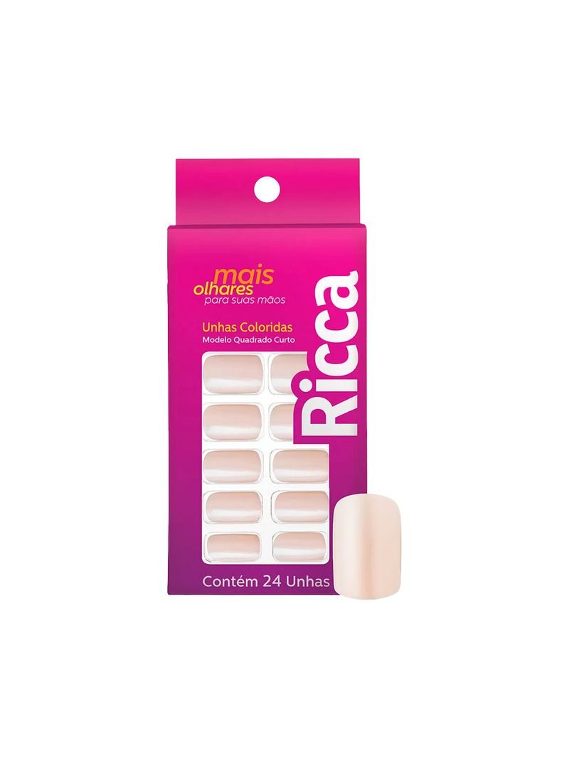 Unhas-Ricca-Com-24-Branco-Quadrado-Curto
