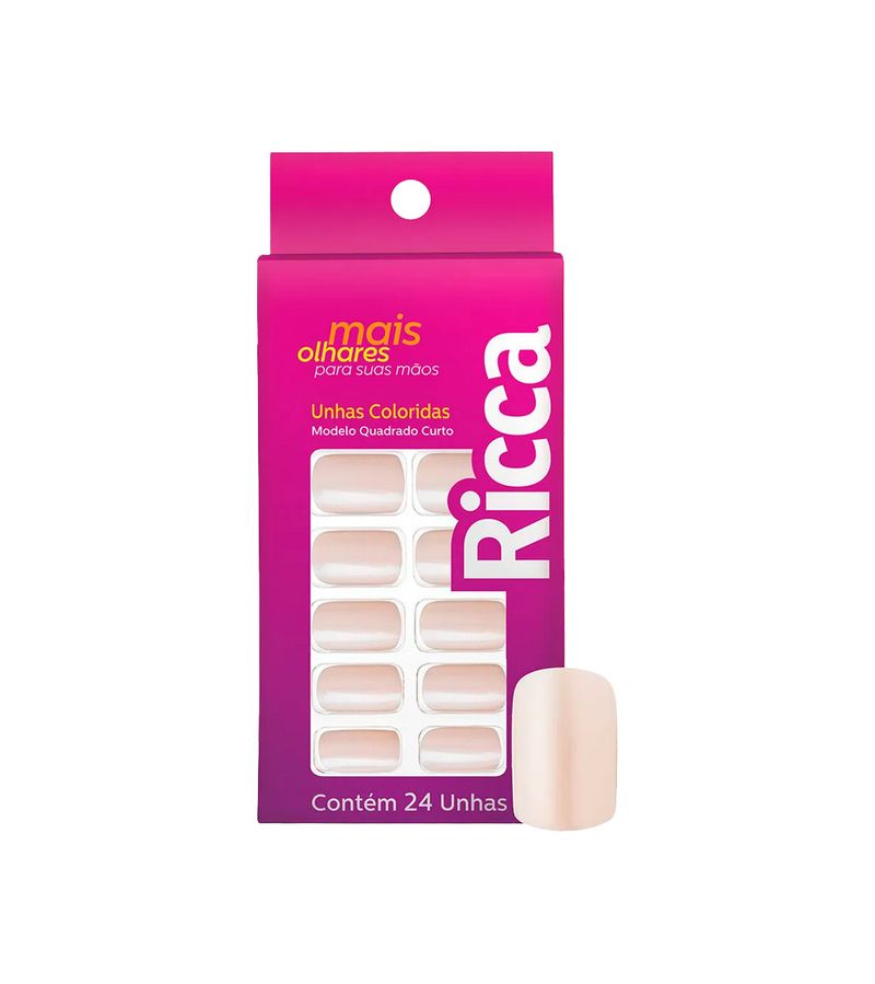 Unhas-Ricca-Com-24-Branco-Quadrado-Curto