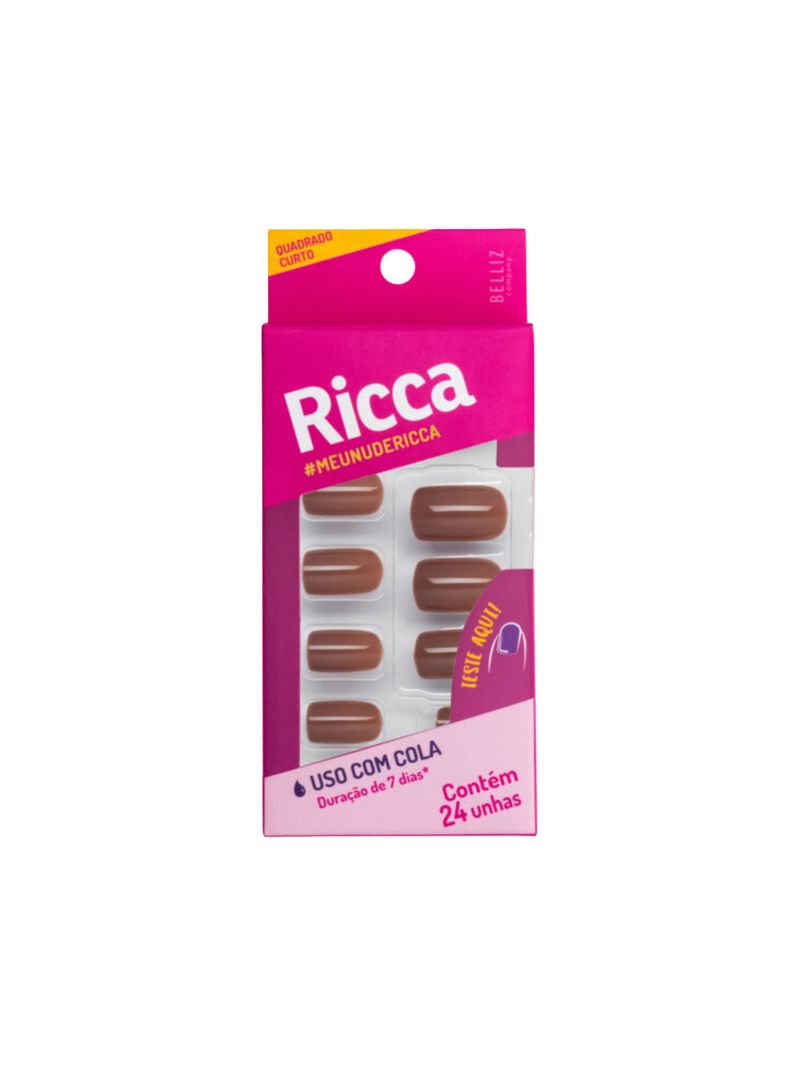 Unhas-Posticas-Ricca--meunudericca-Quadrado-Curto-Com-24-Unidades