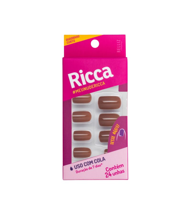 Unhas-Posticas-Ricca--meunudericca-Quadrado-Curto-Com-24-Unidades