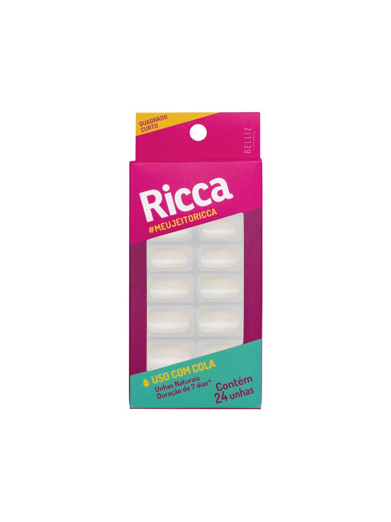 Unhas-Ricca-Com-24-Incolor-Quadrado-Curto