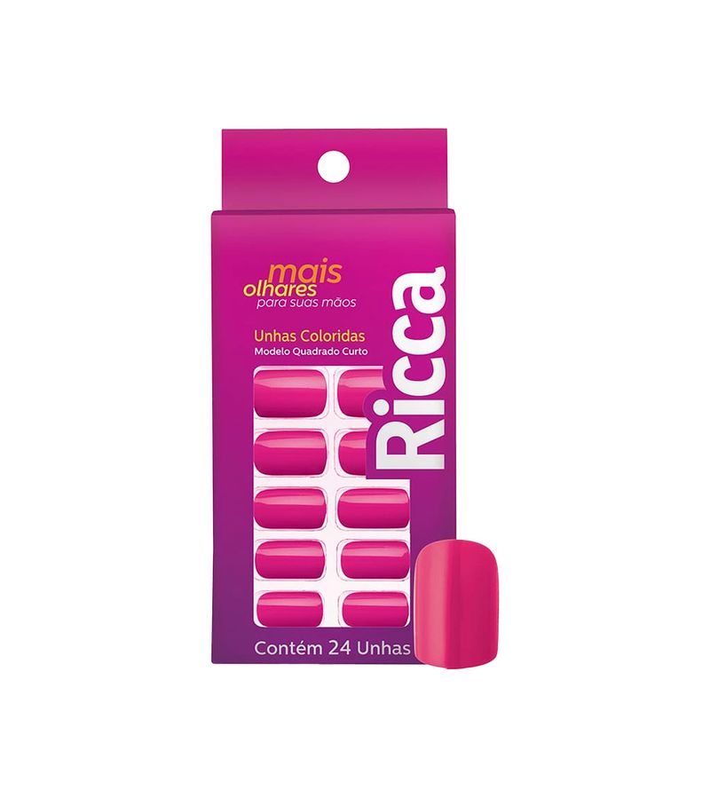 Unhas-Ricca-Com-24-Rosa-Quadrado-Curto