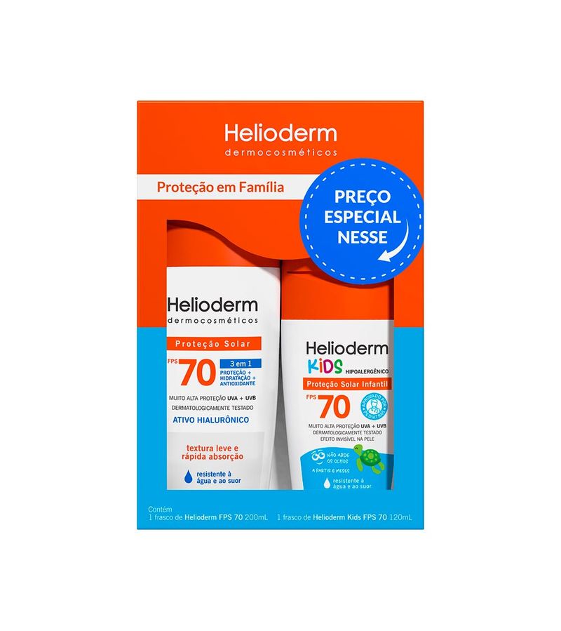 Kit-Helioderm-Protetor-Solar-Corporal-Fps70-200ml---Protetor-Solar-Kids--Fps70-120ml-Especial
