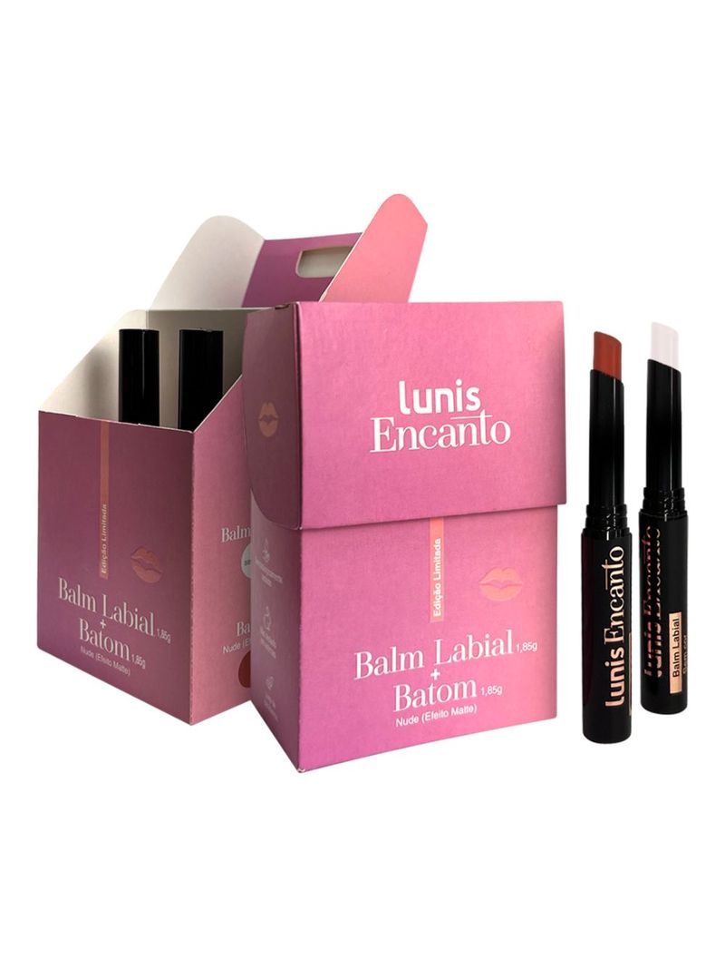 Kit-Lunis-Encanto---Batom-Nude-185g---Balm-Transparente-185g