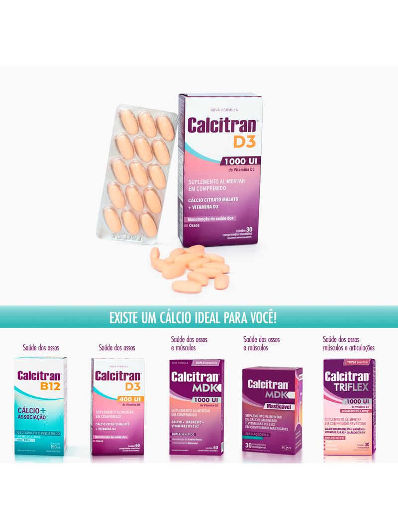 Calcitran-D3-1.000ui-30-Comprimidos---Calcio-Citrato-Malato-Com-Vitamina--D
