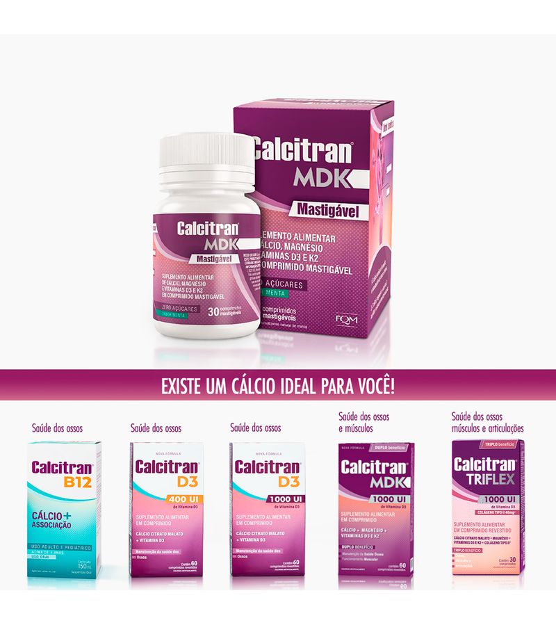 Calcitran-Mdk-30-Comprimidos-Mastigaveis---Calcio-Com-Magnesio-Vitamina--D-E-K