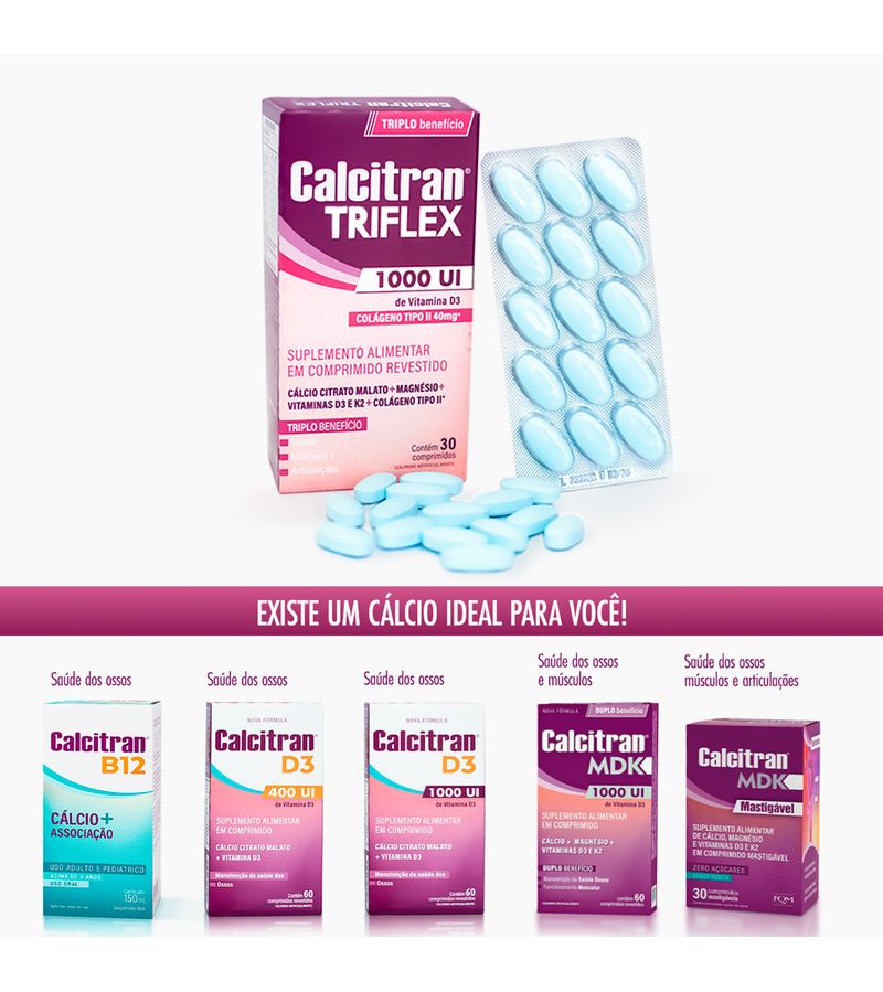 Calcitran-Triflex-30-Comprimidos---Calcio-Colageno-Tipo-2-Magnesio--Vit.-D-E-K