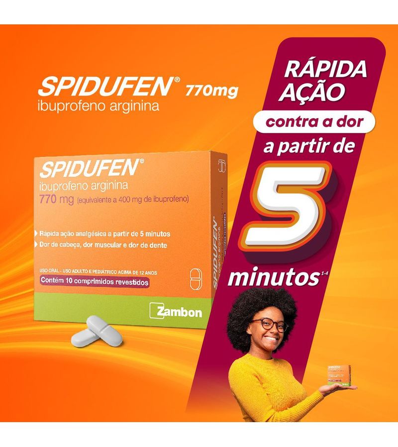 7898074610453-743370-Spidufen-770mg-Ibuprofeno-400mg-e-Arginina-370mg-Zambon-10-Comprimidos-Revestidos