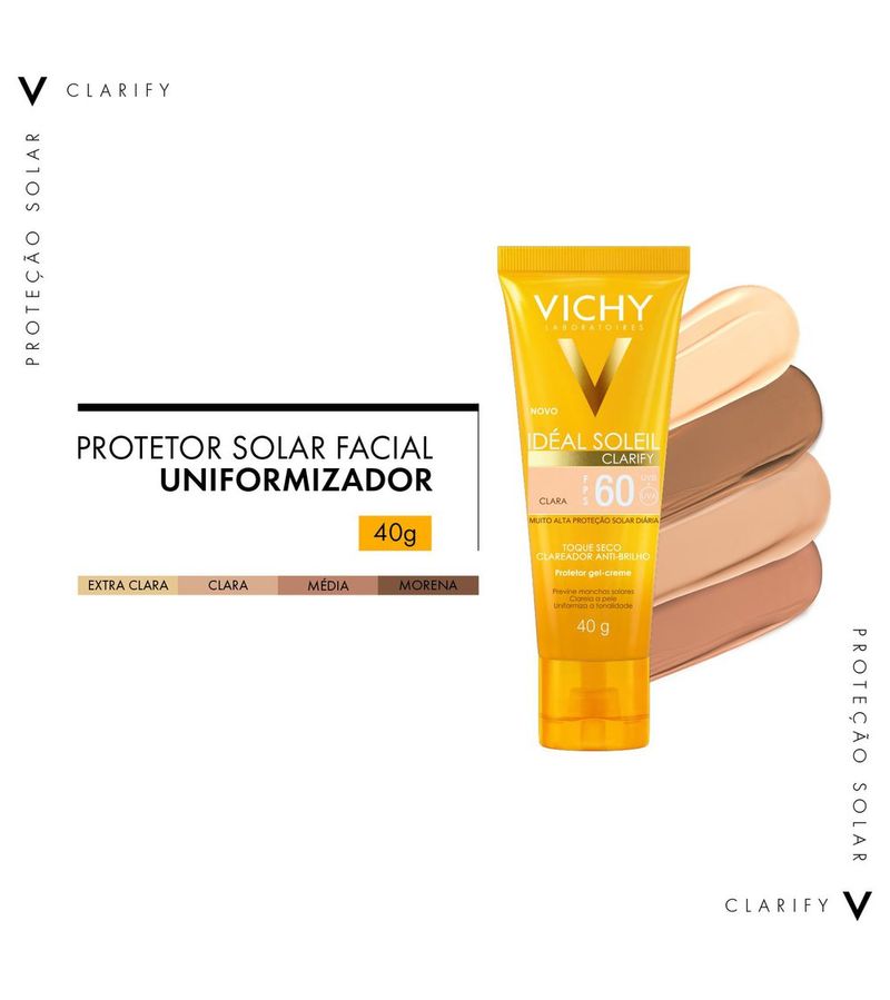 -736629-7899706161824-Protetor-Solar-Vichy--Ideal-Soleil-Clarify-FPS-60-Extra-Clara-40g