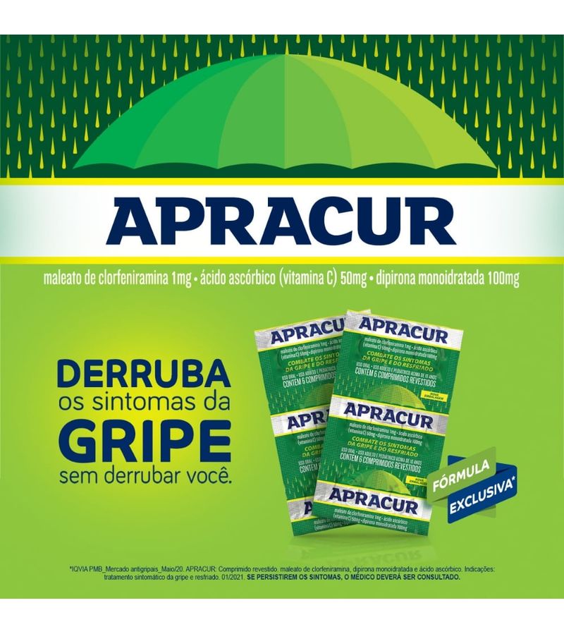 Antigripal-Maleato-de-Clorfeniramina-1mg-Acido-Ascorbico-500mg-Dipirona-Monoidratada-100mg-Apracur-6-Comprimidos