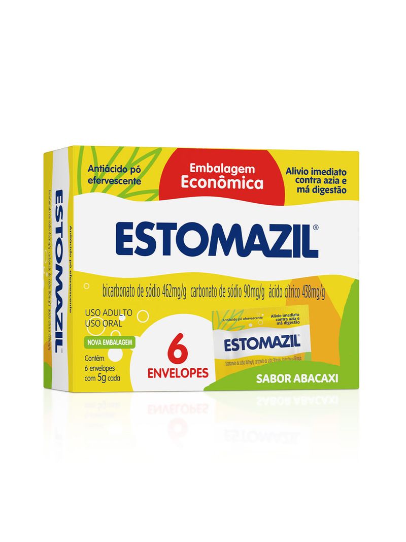 Antiacido-Po-Efervescente-Abacaxi-Estomazil-6-Saches-Embalagem-Economica