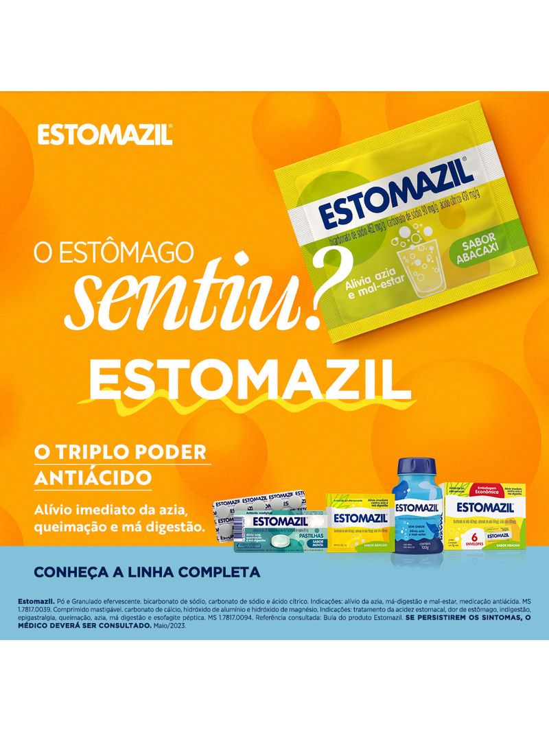Antiacido-Po-Efervescente-Abacaxi-Estomazil-6-Saches-Embalagem-Economica