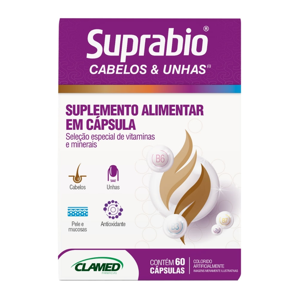 SUPLEMENTO ALIMENTAR SUPRABIO CABELOS E UNHAS 60 CÁPSULAS - Drogaria ...